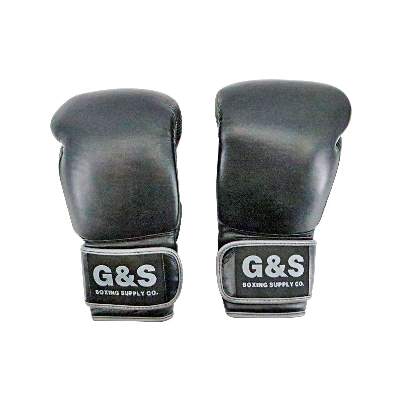 Black Leather Pair of Training Boxing Gloves - Velcro Strap - 14 Oz-Powers Sports Memorabilia