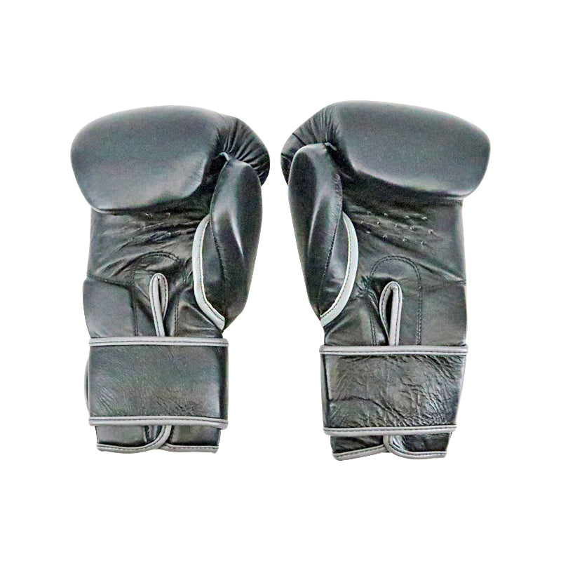Black Leather Pair of Training Boxing Gloves - Velcro Strap - 14 Oz-Powers Sports Memorabilia