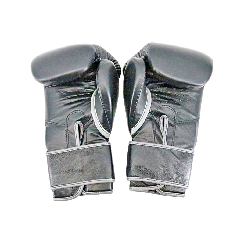 Black Leather Pair of Training Boxing Gloves - Velcro Strap - 16 Oz-Powers Sports Memorabilia