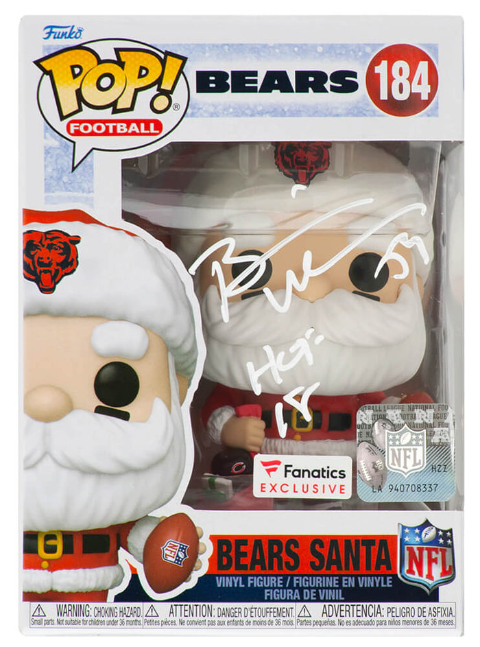 Brian Urlacher Autographed Chicago Bears 'SANTA' Funko Pop Doll #184 with HOF'18-Powers Sports Memorabilia