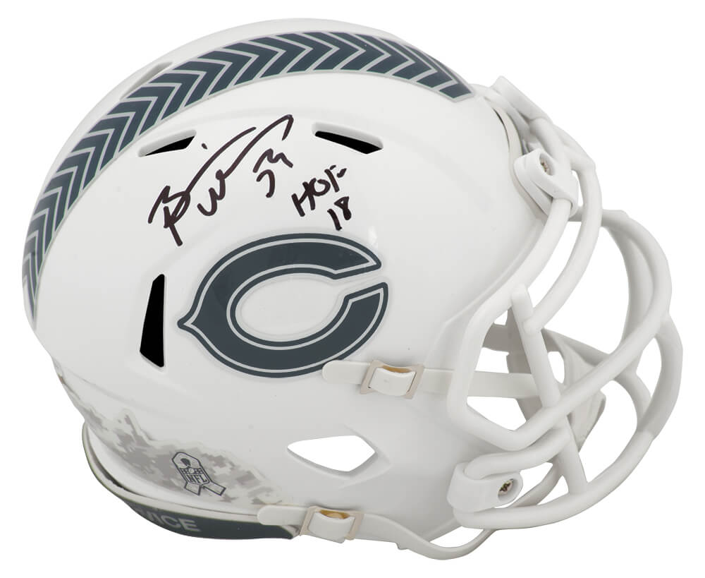 Brian Urlacher Chicago Bears Autographed 2024 SALUTE Riddell Mini Helmet-Powers Sports Memorabilia