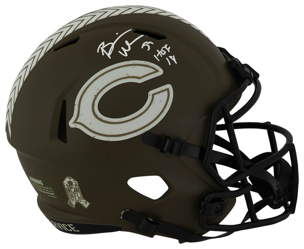Brian Urlacher Autographed Chicago Bears Salute to Service Riddell Full Size Speed Replica Helmet with HOF'18-Powers Sports Memorabilia