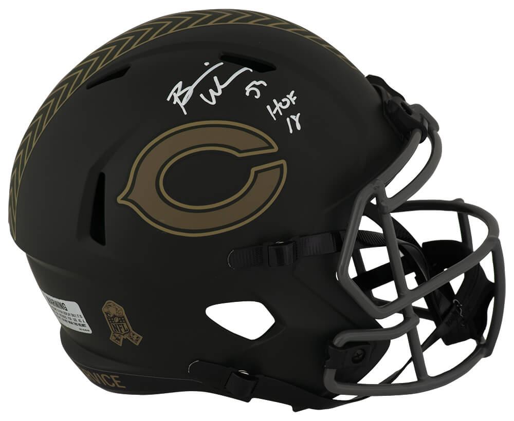 Brian Urlacher Autographed Chicago Bears SALUTE 2025 Riddell Full Size Speed Replica Helmet with HOF'18-Powers Sports Memorabilia