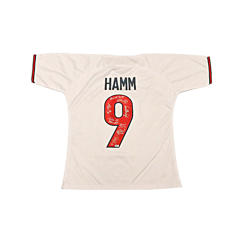 1999 US Womens World Cup Champions 8 Signature Signed Pro Style White #9 Soccer Jersey-Powers Sports Memorabilia