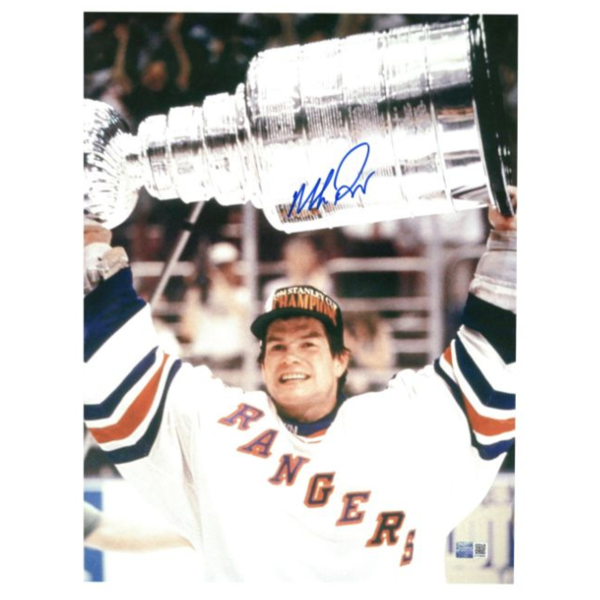 Mike Richter New York Rangers Signed Holding Cup 11x14 Photo-Powers Sports Memorabilia