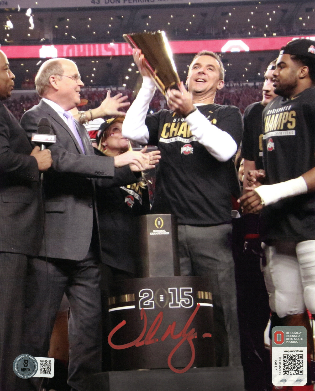 Urban Meyer Signed Ohio State 2015 National Champions 8x10 - Beckett-Powers Sports Memorabilia