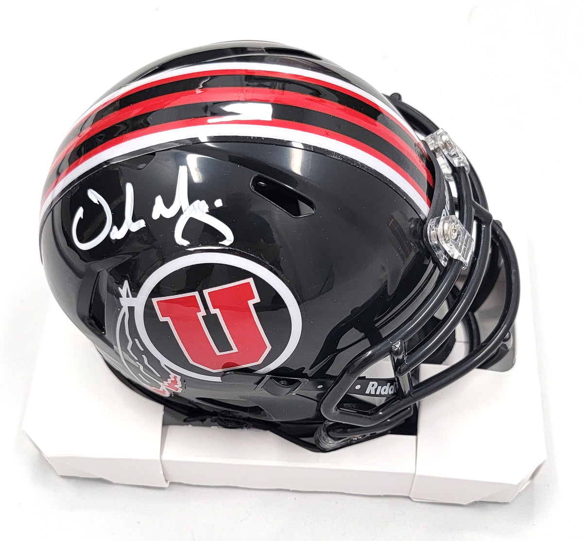 Urban Meyer Signed Utah Utes Black Mini Helmet - Beckett-Powers Sports Memorabilia