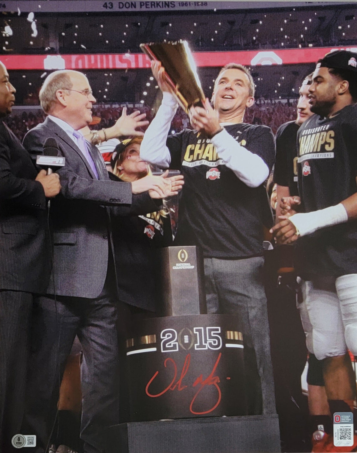 Urban Meyer Signed Ohio State 2015 National Champions 16x20 Photo - Beckett-Powers Sports Memorabilia