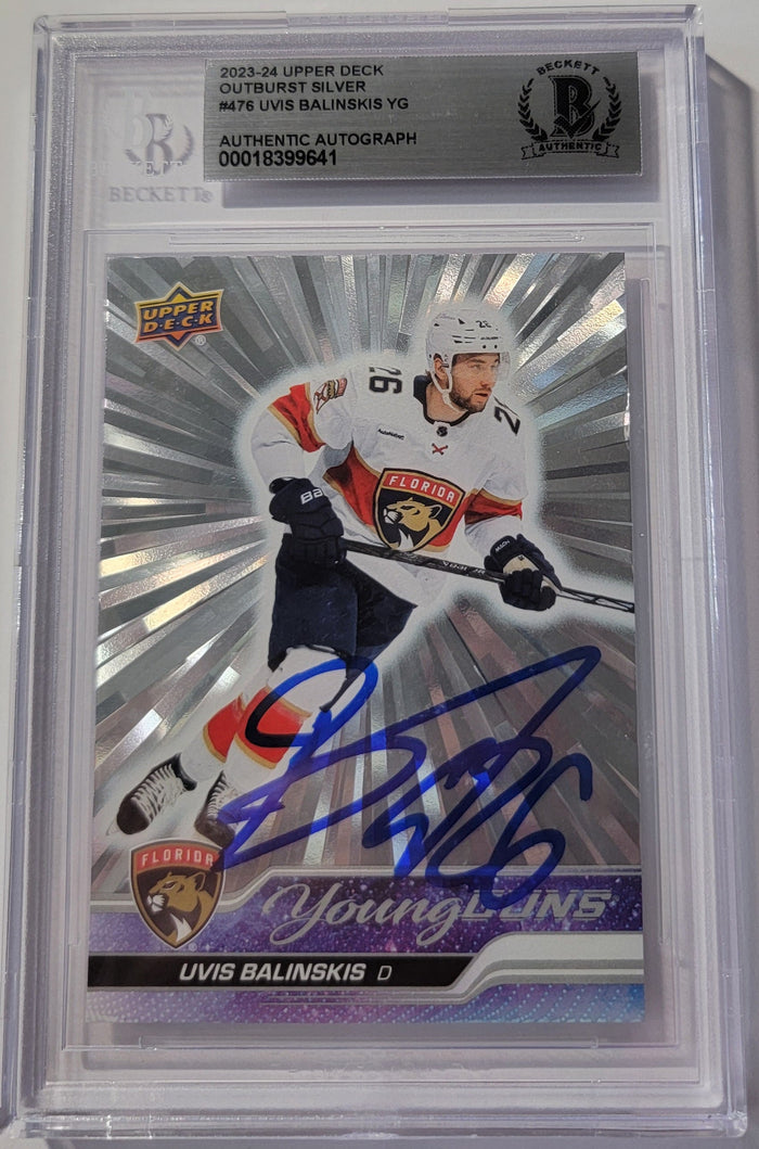 Uvis Balinskis Signed Florida Panthers 2023-24 UD Young Guns Outburst Card Beckett-Powers Sports Memorabilia