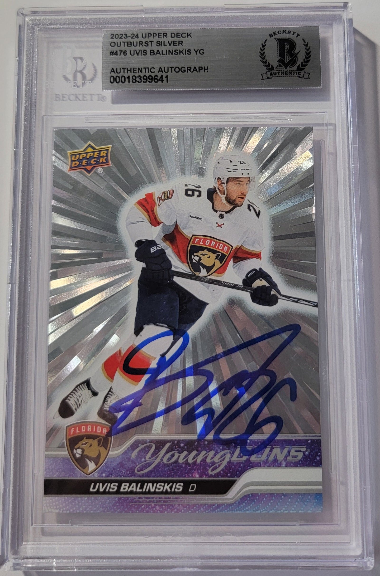 Uvis Balinskis Signed Florida Panthers 2023-24 UD Young Guns Outburst Card Beckett-Powers Sports Memorabilia