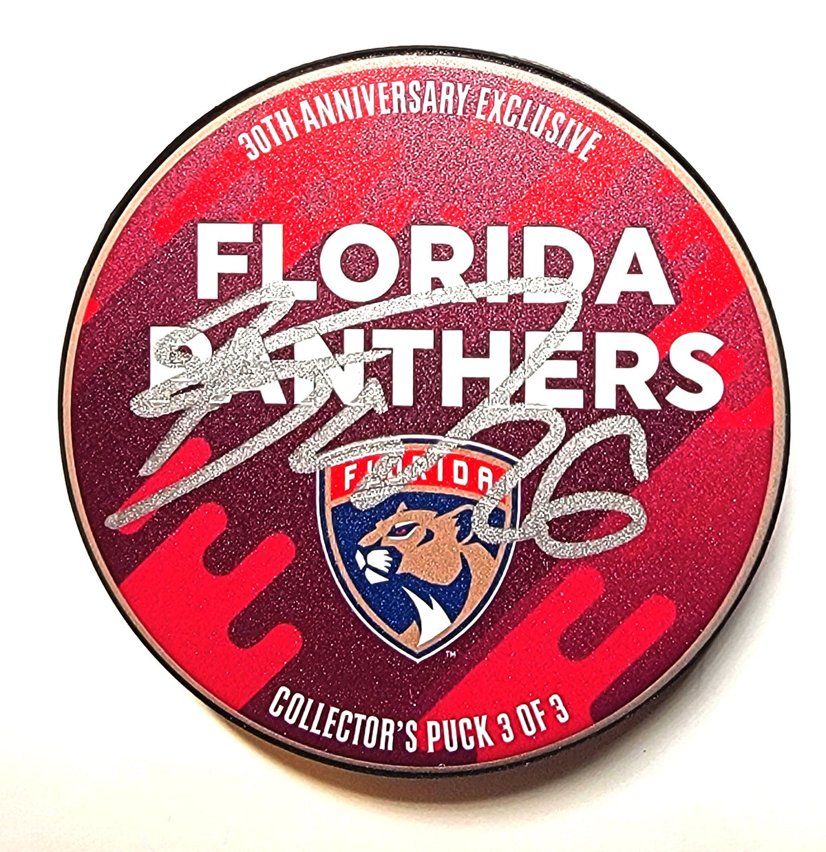 Uvis Balinskis Signed Florida Panthers 30th Anniversary Hockey Puck Beckett-Powers Sports Memorabilia