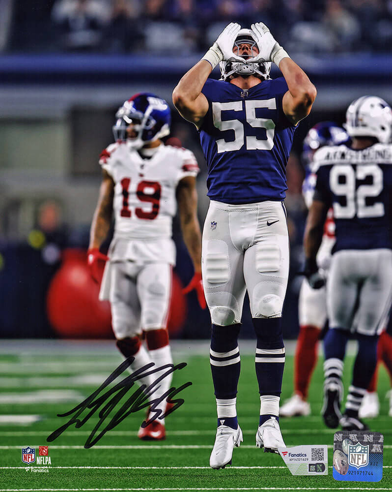 Leighton Vander Esch Autographed Dallas Cowboys Navy Jersey Wolf Call 8x10 Photo - (Fanatics)-Powers Sports Memorabilia