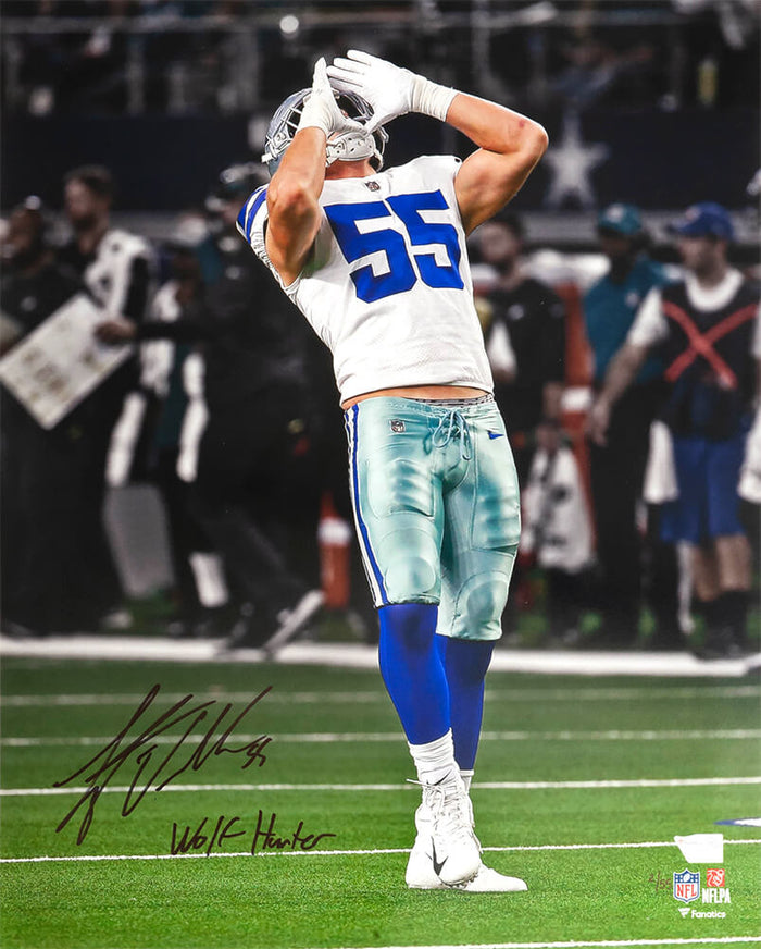 Leighton Vander Esch Autographed Dallas Cowboys Celebration Action LE/55 16x20 Photo with Wolf Hunter - (Fanatics)-Powers Sports Memorabilia