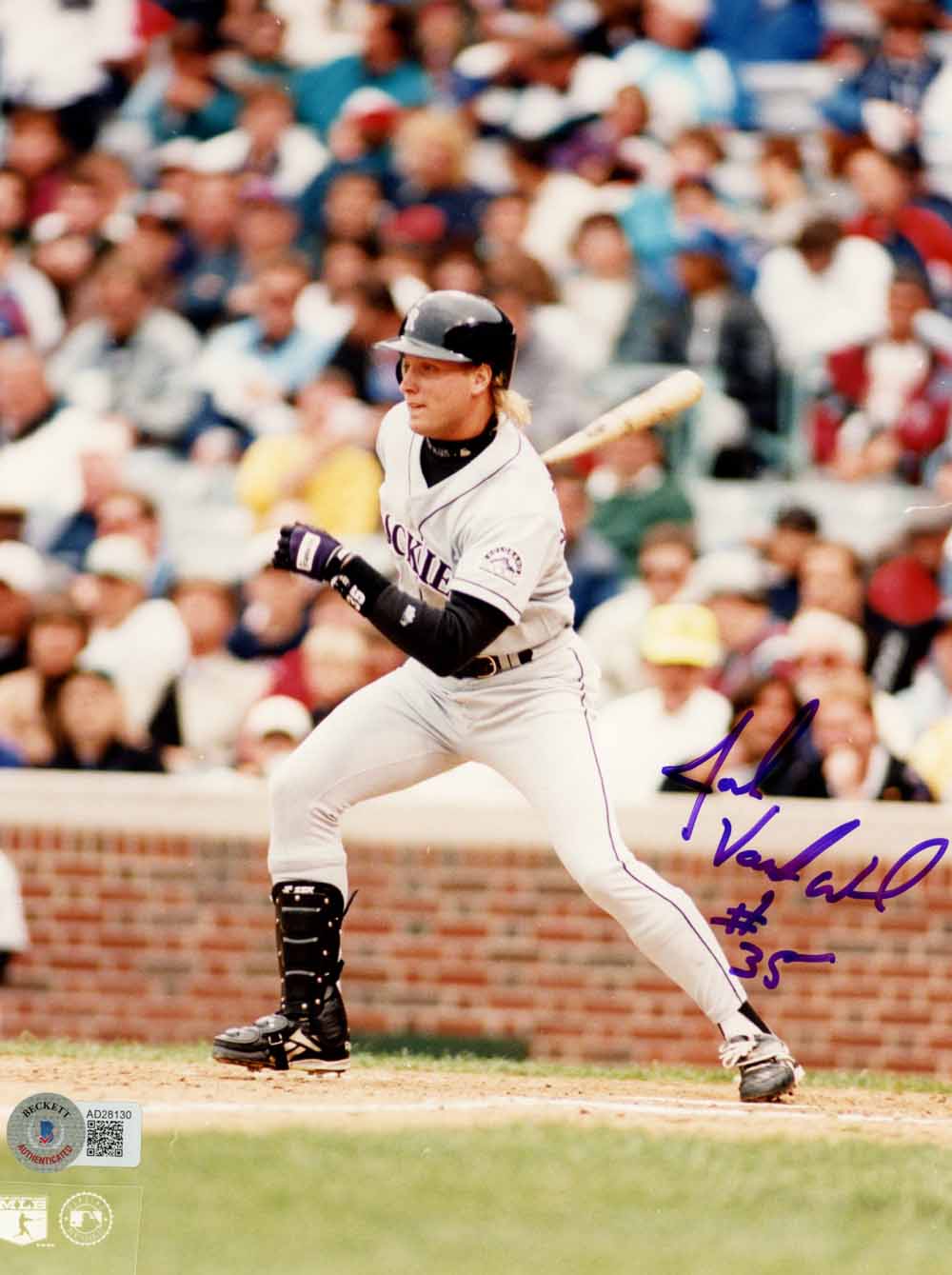 John Vander Wal Colorado Rockies Signed 8x10 Photo - Beckett Beckett-Powers Sports Memorabilia