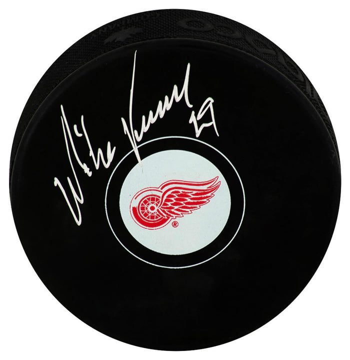 Mike Vernon Autographed Detroit Red Wings Logo Hockey Puck-Powers Sports Memorabilia