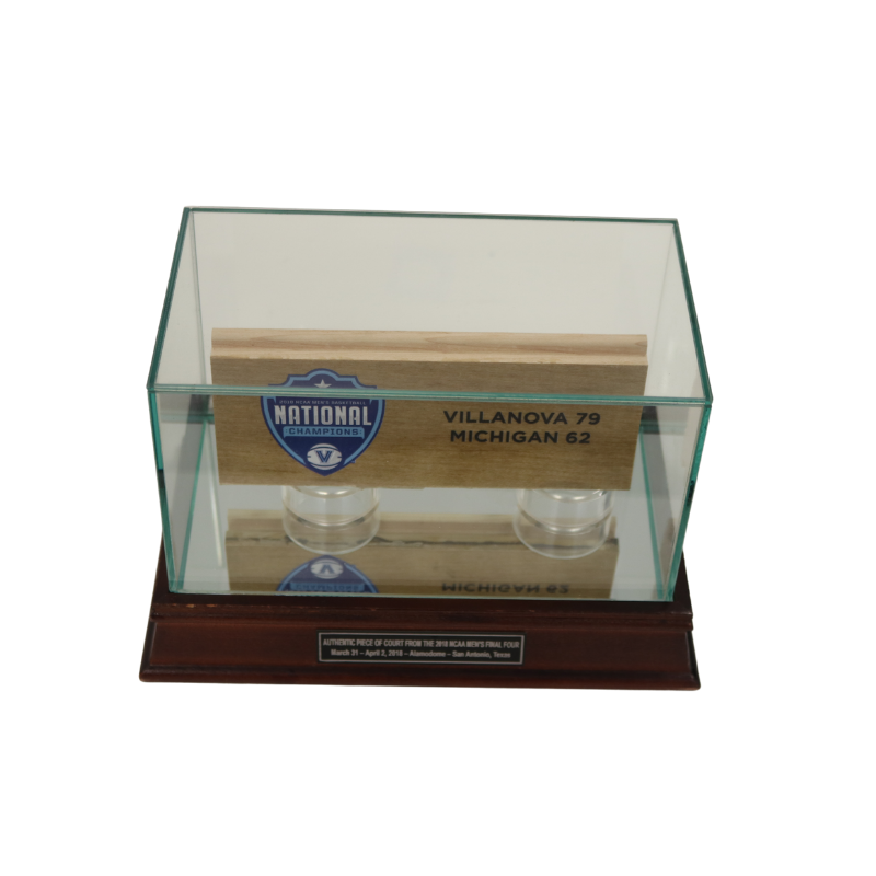 Villanova University 2x6 Authentic Piece of 2018 Men's Final Four Basketball Court with Logo in Glass Display Case-Powers Sports Memorabilia
