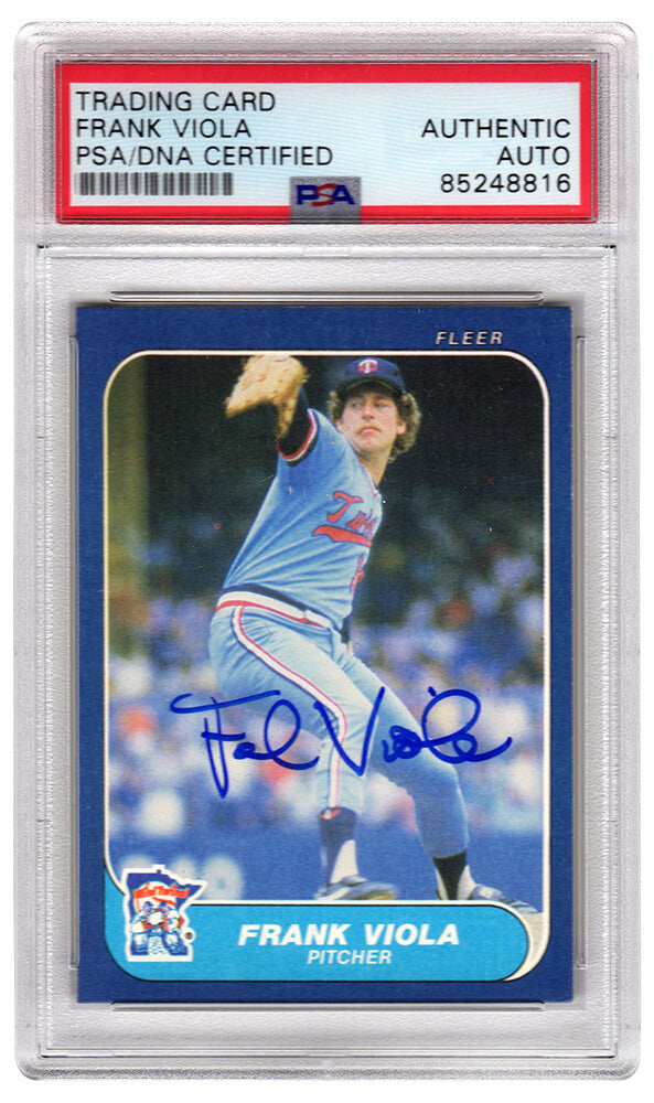 Frank Viola Autographed Minnesota Twins 1986 Fleer Baseball Card #408-Powers Sports Memorabilia