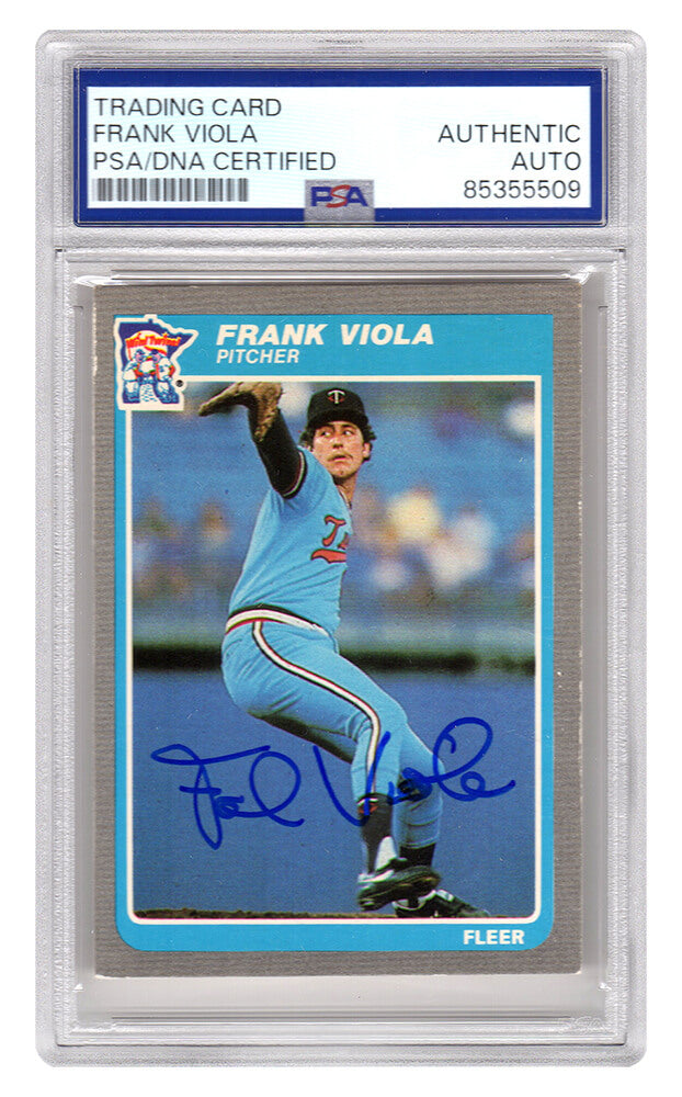 Frank Viola Autographed Twins 1985 Fleer Baseball Trading Card #291 - (PSA Encapsulated)-Powers Sports Memorabilia