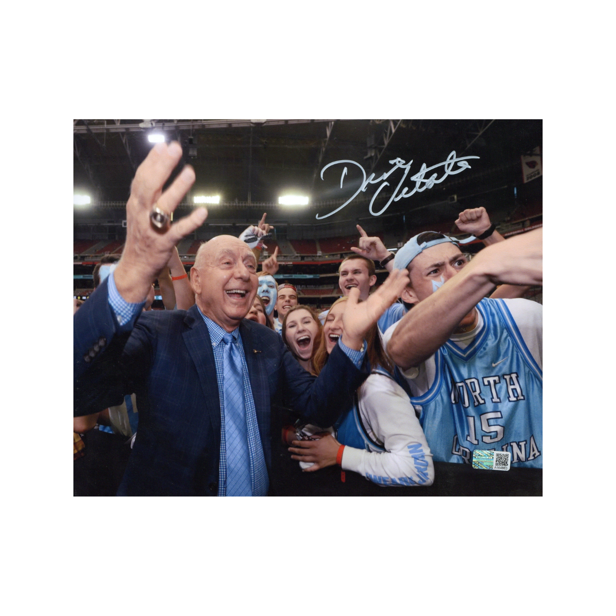 Dick Vitale Signed 8x10 Photo with UNC Fans