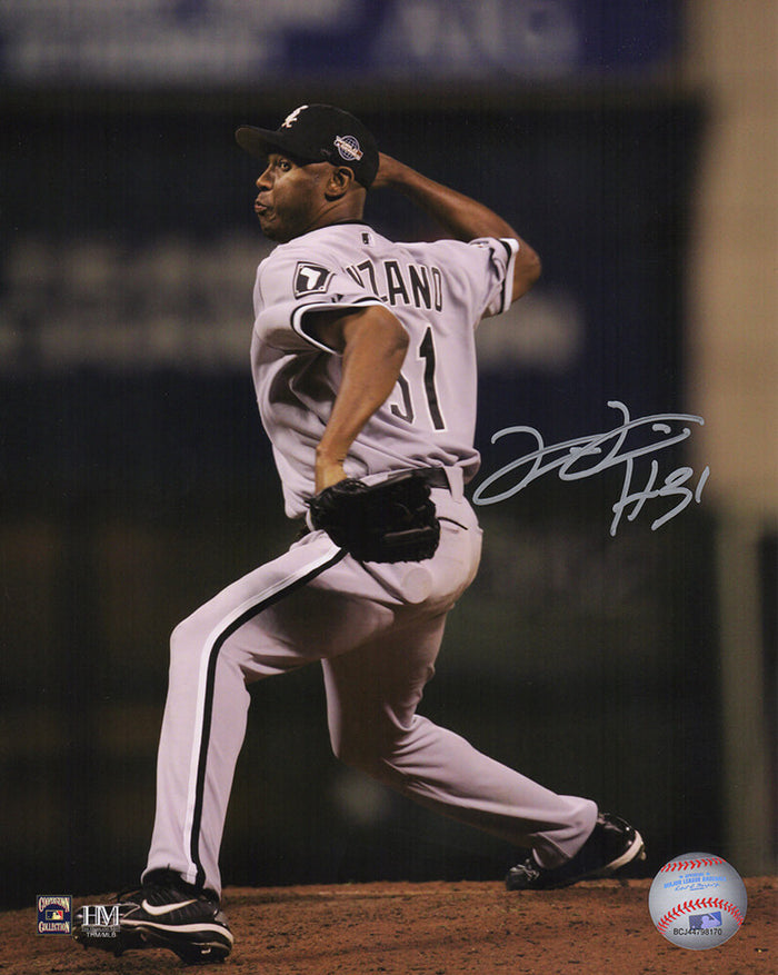 Luis Vizcaino Autographed Chicago White 2005 Sox World Series Pitching Action 8x10 Photo-Powers Sports Memorabilia