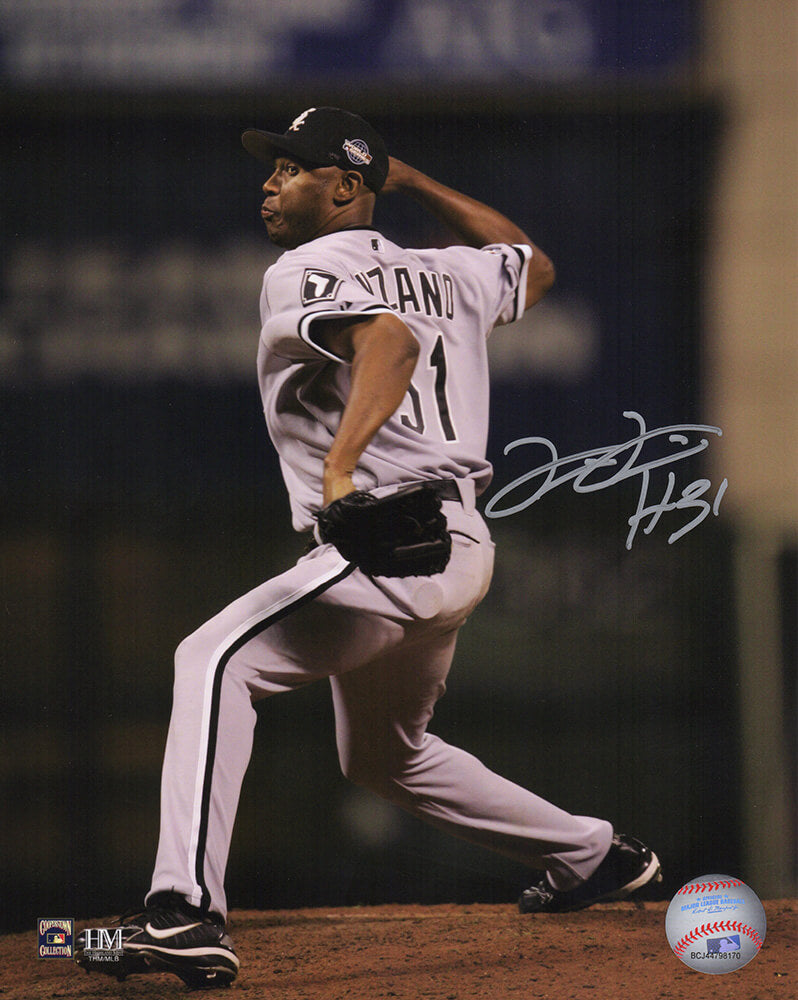 Luis Vizcaino Autographed Chicago White 2005 Sox World Series Pitching Action 8x10 Photo-Powers Sports Memorabilia