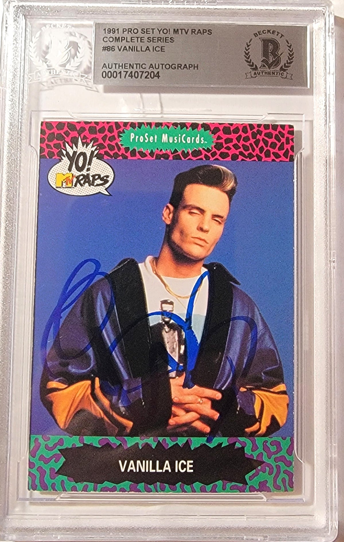 Vanilla Ice Signed 1991 Pro Set Yo! MTV Raps #86 Card BAS 00017407204-Powers Sports Memorabilia