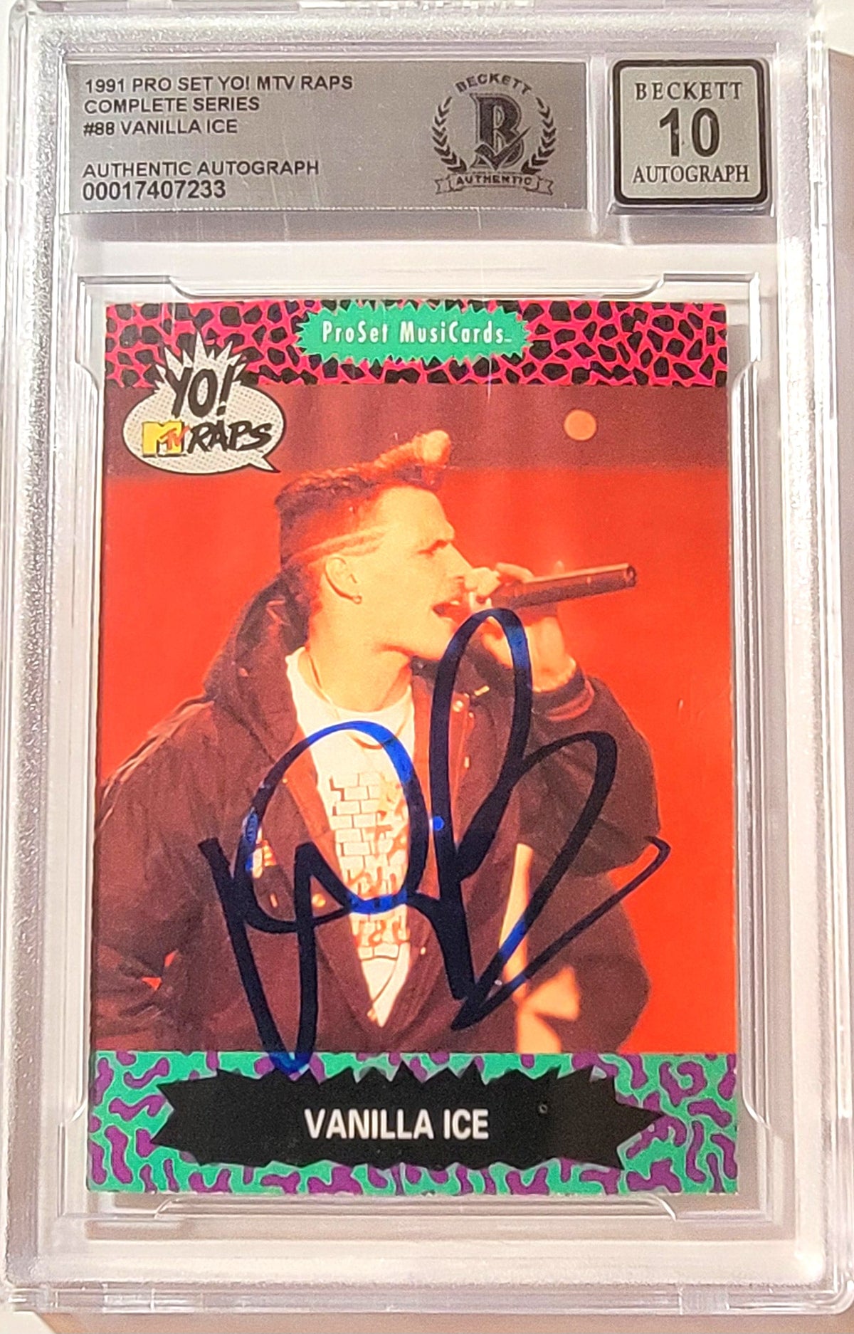 Vanilla Ice Signed 1991 Pro Set Yo! MTV Raps #88 Card AUTO 10 BAS 00017407233-Powers Sports Memorabilia