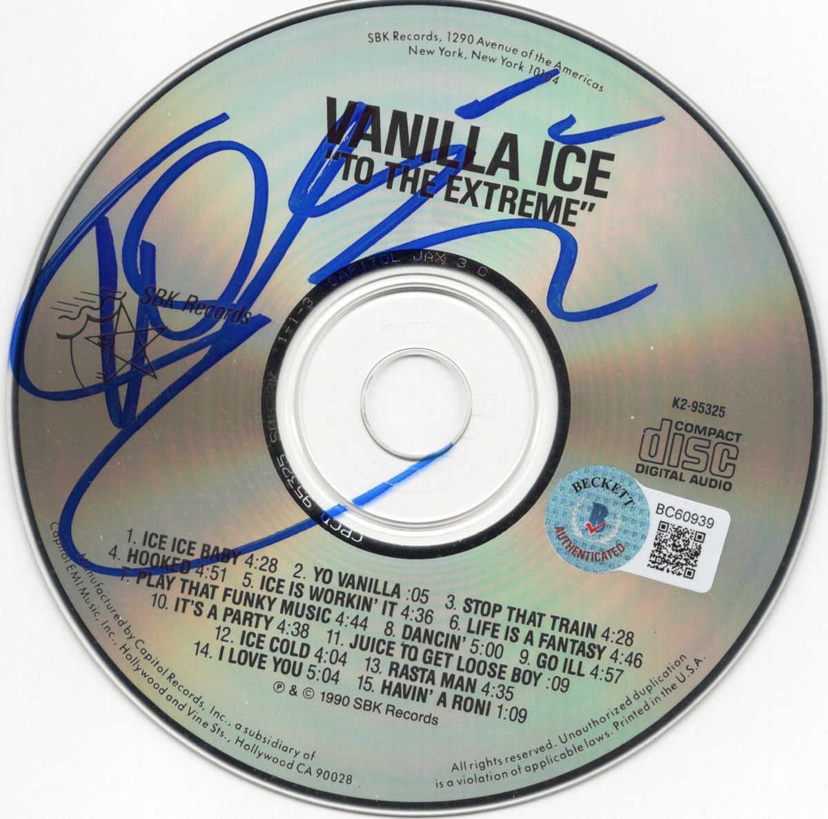 Vanilla Ice Autographed To The Extreme CD With Cover Beckett Authenticated-Powers Sports Memorabilia