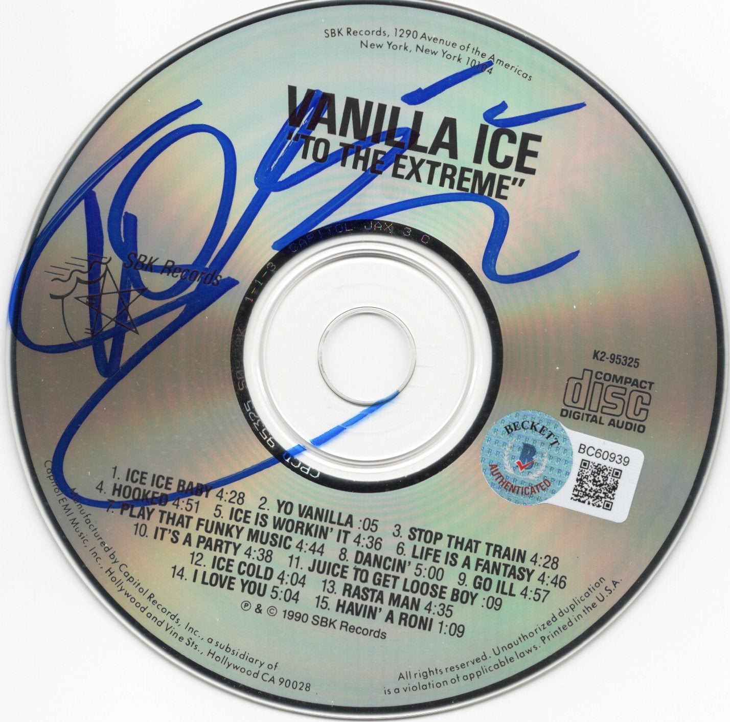 Vanilla Ice Signed To The Extreme CD With Cover - Beckett-Powers Sports Memorabilia