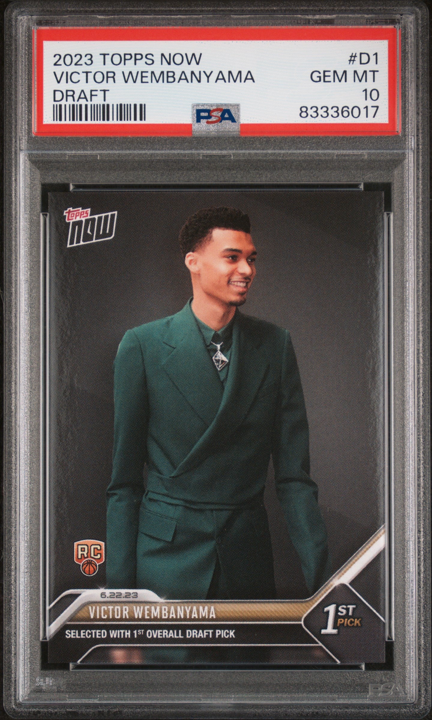 Victor Wembanyama 2023 Topps Now Draft Basketball Rookie Card #D1 Graded PSA 10-Powers Sports Memorabilia
