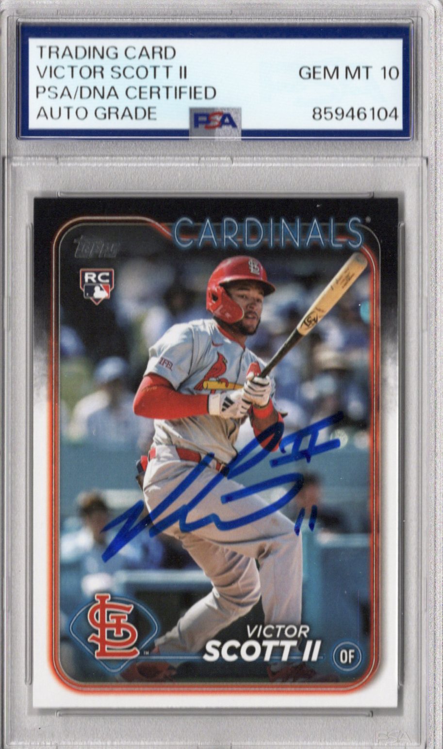 Victor Scott Signed St. Louis Cardinals 2024 Topps Rookie Card #US2 PSA AUTO GRADE GEM MT 10-Powers Sports Memorabilia