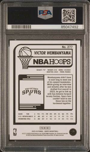 Victor Wembanyama 2023 Panini Hoops Basketball Rookie Card #277 Graded PSA 10-Powers Sports Memorabilia