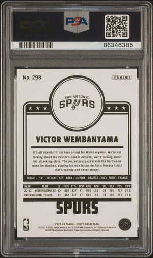 Victor Wembanyama 2023 Hoops Basketball Rookie Card #298 Graded PSA 10-Powers Sports Memorabilia