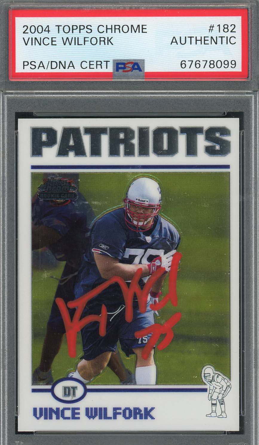 Vince Wilfork 2004 Topps Chrome Football Rookie Signed Card #182 Auto PSA-Powers Sports Memorabilia