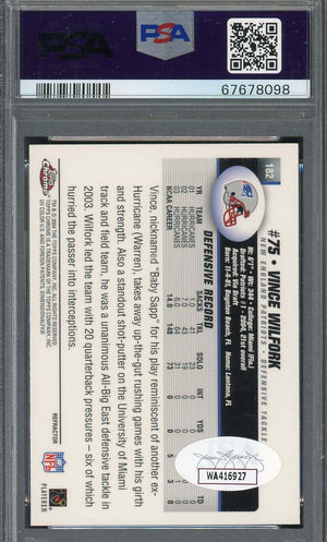 Vince Wilfork 2004 Topps Chrome Refractor Rookie Signed Card #182 Auto PSA-Powers Sports Memorabilia