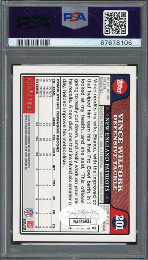 Vince Wilfork 2008 Topps Gold Football Signed Card #201 Auto PSA #d/2008-Powers Sports Memorabilia
