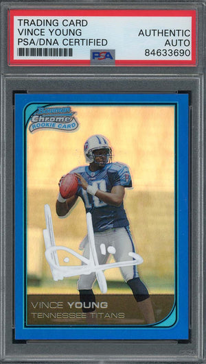 Vince Young Autographed 2006 Bowman Chrome Blue Refractor Rookie Card PSA Auto-Powers Sports Memorabilia