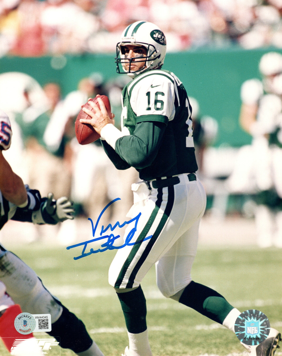 Vinny Testaverde Autographed New York Jets 8x10 Photo Beckett Authenticated #2-Powers Sports Memorabilia