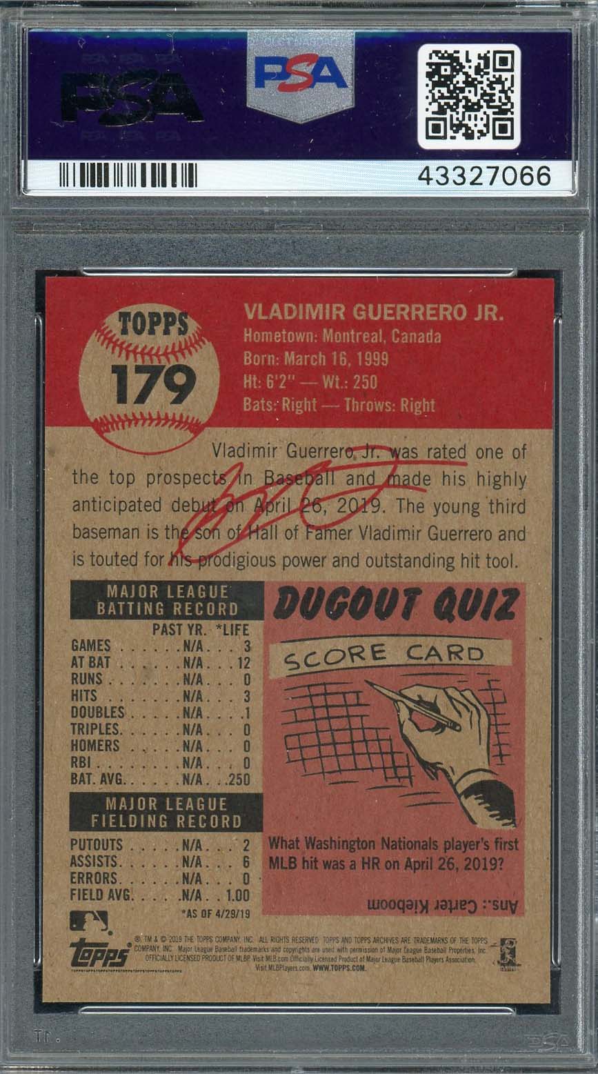 Vladimir Guerrero Jr 2019 Topps Living Rookie Baseball Card #179 Graded PSA 10-Powers Sports Memorabilia