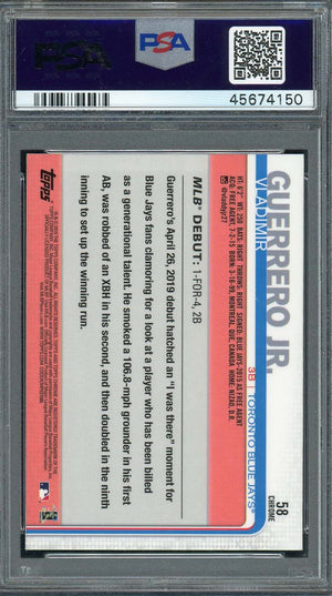 Vladimir Guerrero Jr 2019 Topps Chrome Update Baseball Rookie Card #58 PSA 10-Powers Sports Memorabilia