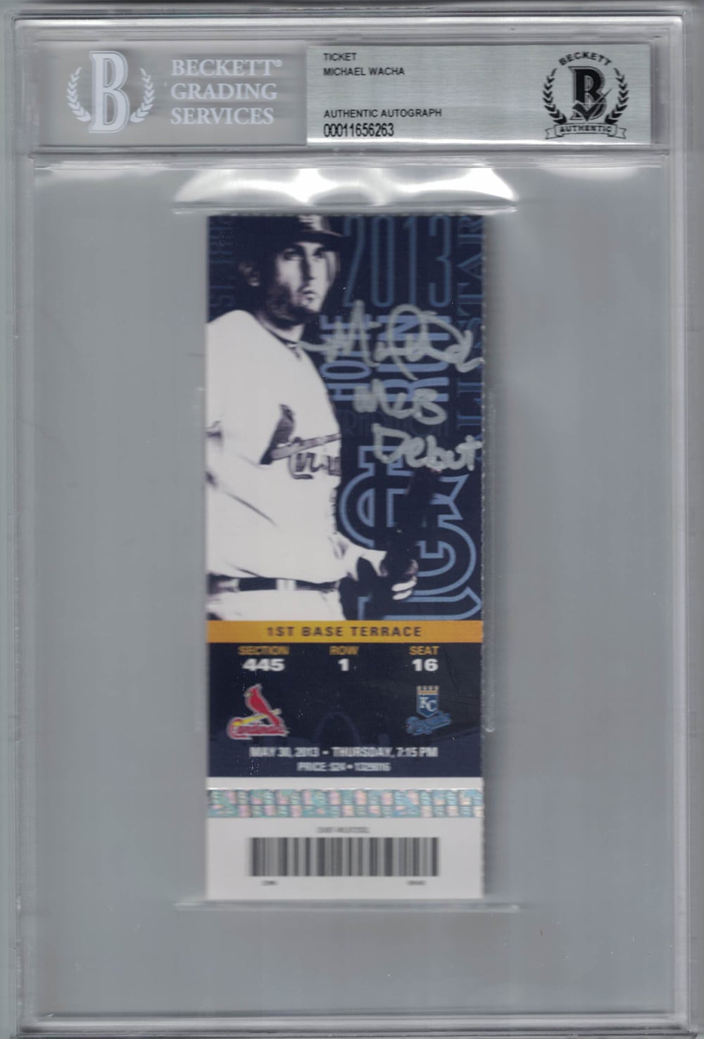 Michael Wacha St Louis Cardinals Signed Card - Ticket MLB Debut BAS Slab Beckett-Powers Sports Memorabilia