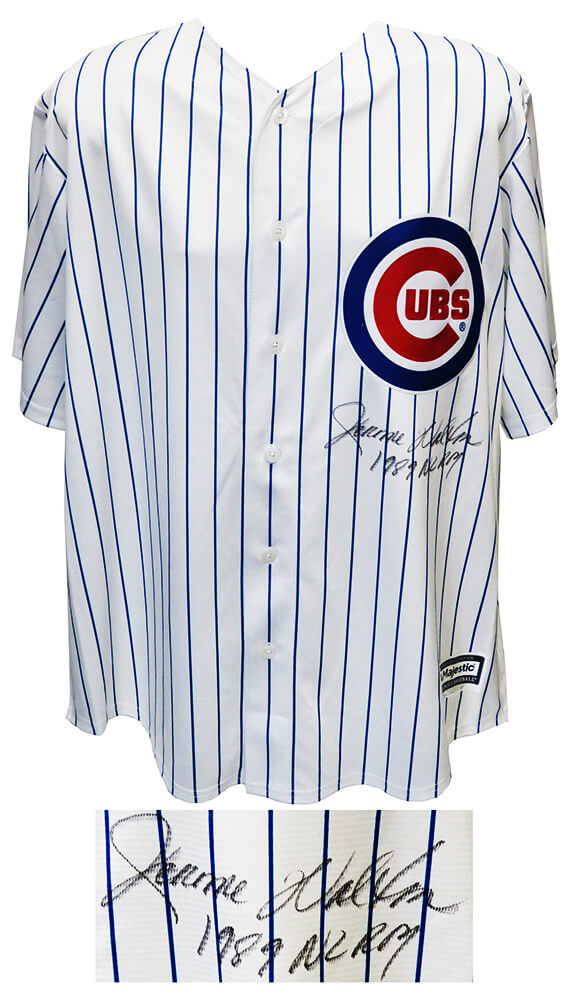 Jerome Walton Autographed Chicago Cubs Majestic White Pinstripe Replica Baseball Jersey with 1989 NL ROY