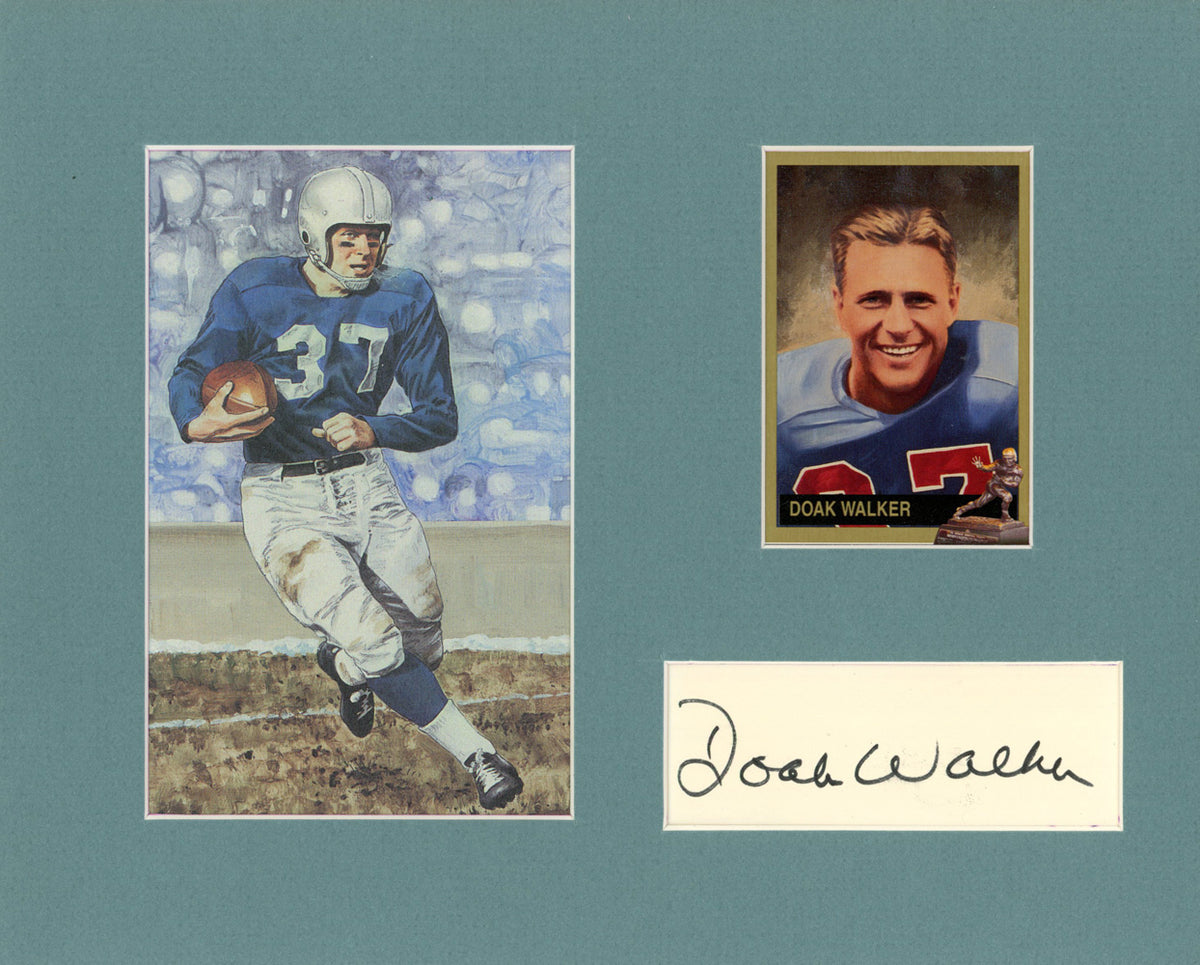 Doak Walker Detroit Lions Signed Mini Helmet - Cut Matted With Goal Line Art Beckett Beckett-Powers Sports Memorabilia