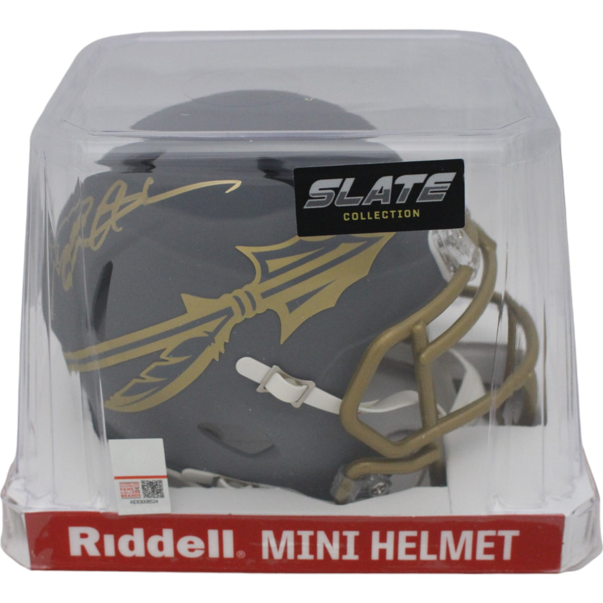 Deion Sanders Florida State Slate Signed Mini Helmet-Powers Sports Memorabilia