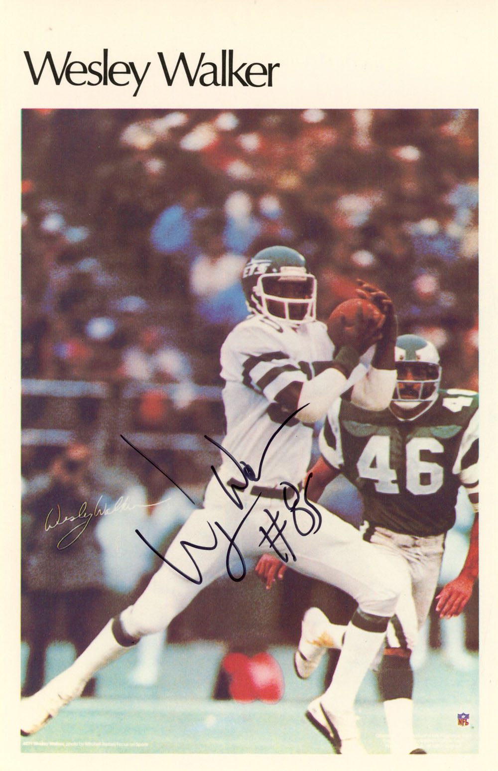 Wesley Walker New York Jets Signed Poster - Mini Poster 25/50 Beckett Beckett-Powers Sports Memorabilia