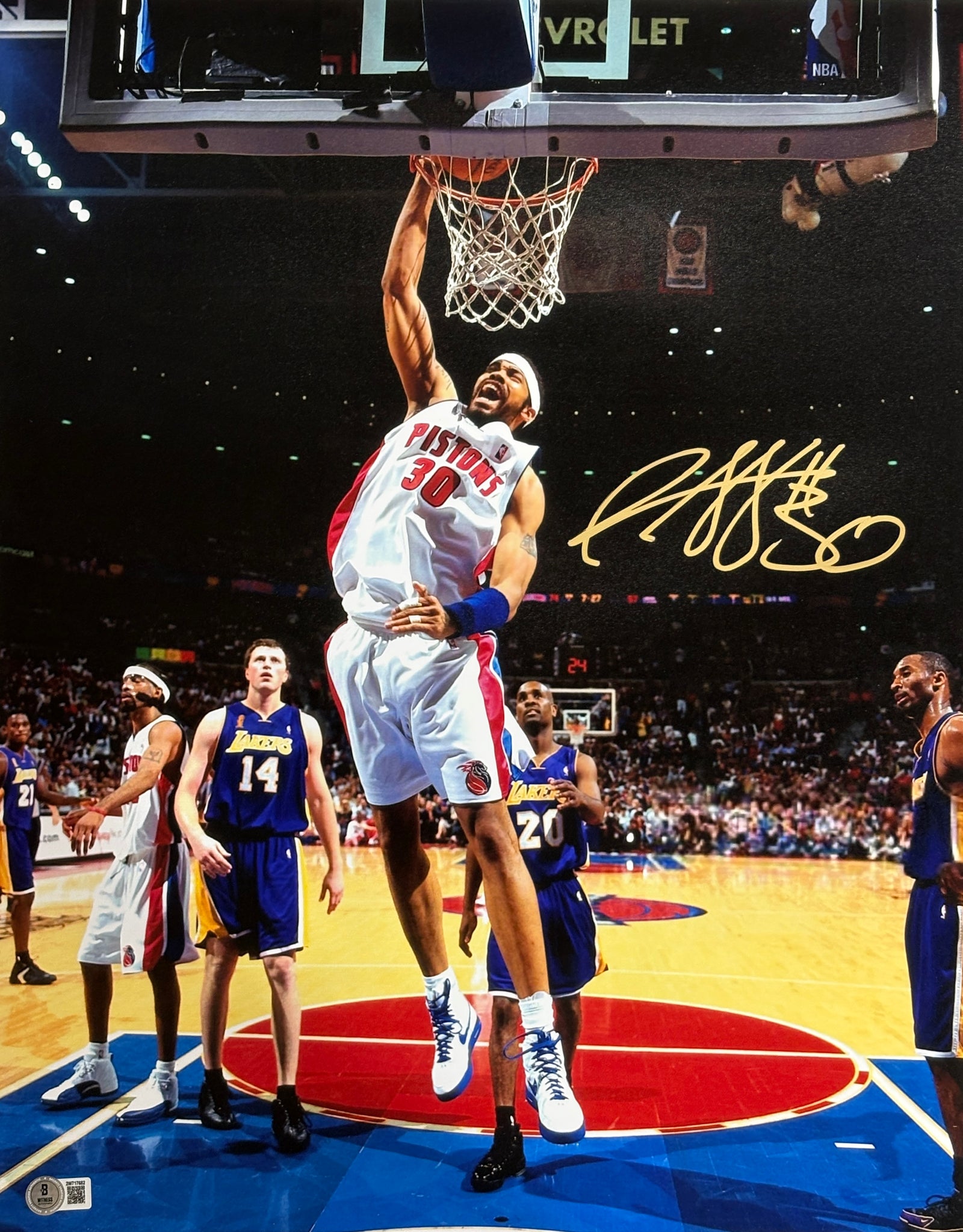 Rasheed Wallace Detroit Pistons Signed 16x20 Photo SKU 54833-Powers Sports Memorabilia
