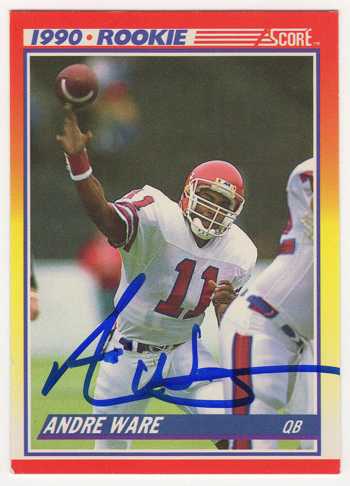 Andre Ware Autographed Detroit Lions 1990 Score Football Rookie Card #292-Powers Sports Memorabilia