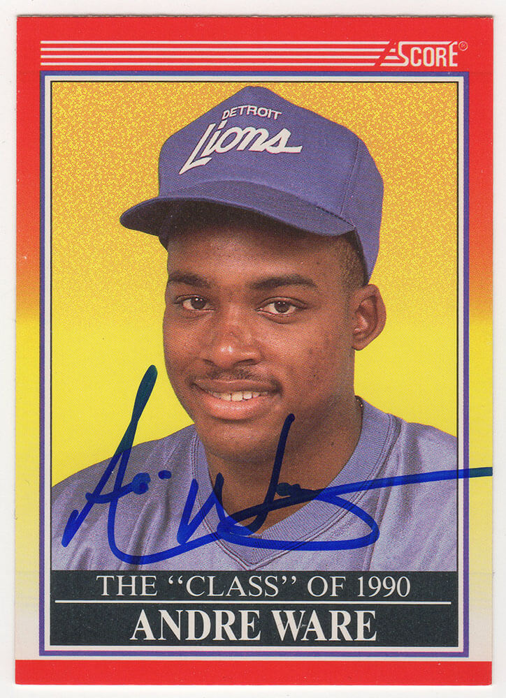 Andre Ware Autographed Detroit Lions 1990 Score Football Rookie Card #607-Powers Sports Memorabilia
