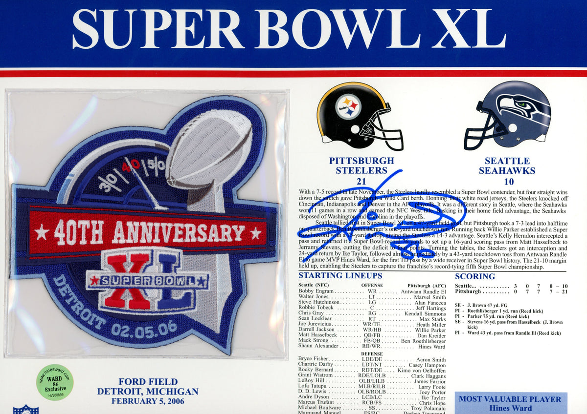 Hines Ward Pittsburgh Steelers Signed Mini Helmet - SB XL Patch Stat Beckett Beckett-Powers Sports Memorabilia