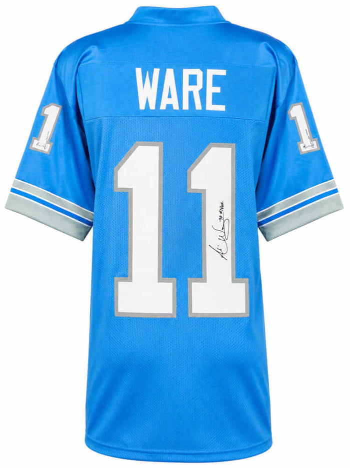 Andre Ware Autographed Blue Custom Football Jersey with 90 #1 Pick-Powers Sports Memorabilia